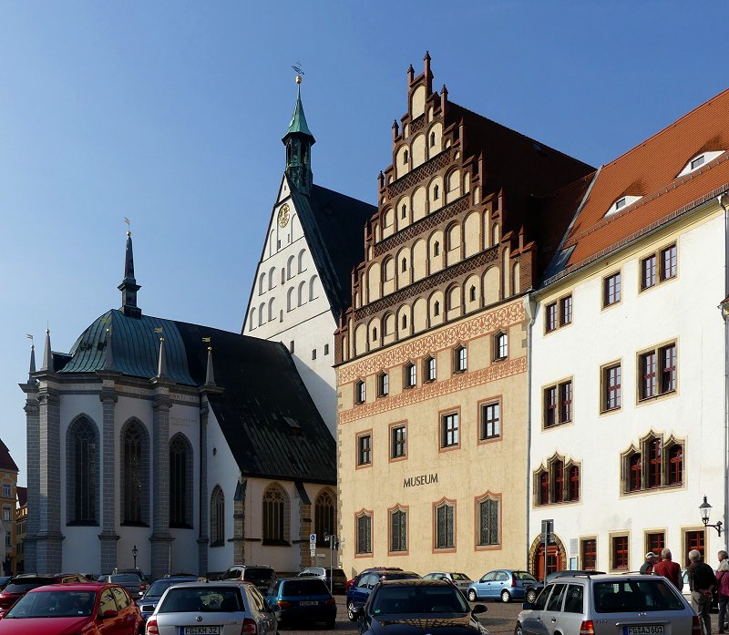 Der Untermarkt in Freiberg mit dem Dom und dem Stadtmuseum