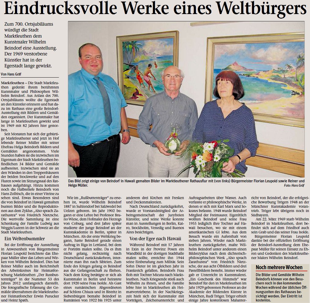 Ausstellung von Bildern des Kunstmalers Wilhelm Beindorf