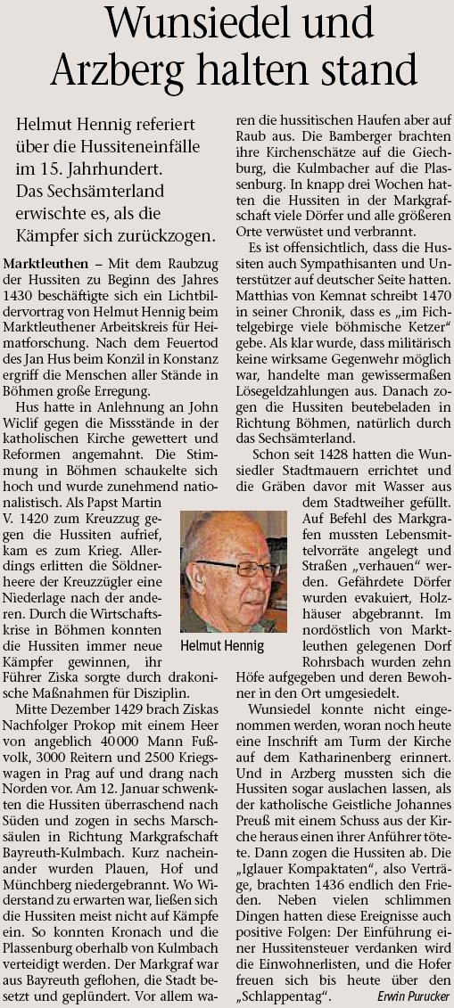 Die Hussiten in unserer Heimat, dem heutigen Oberfranken