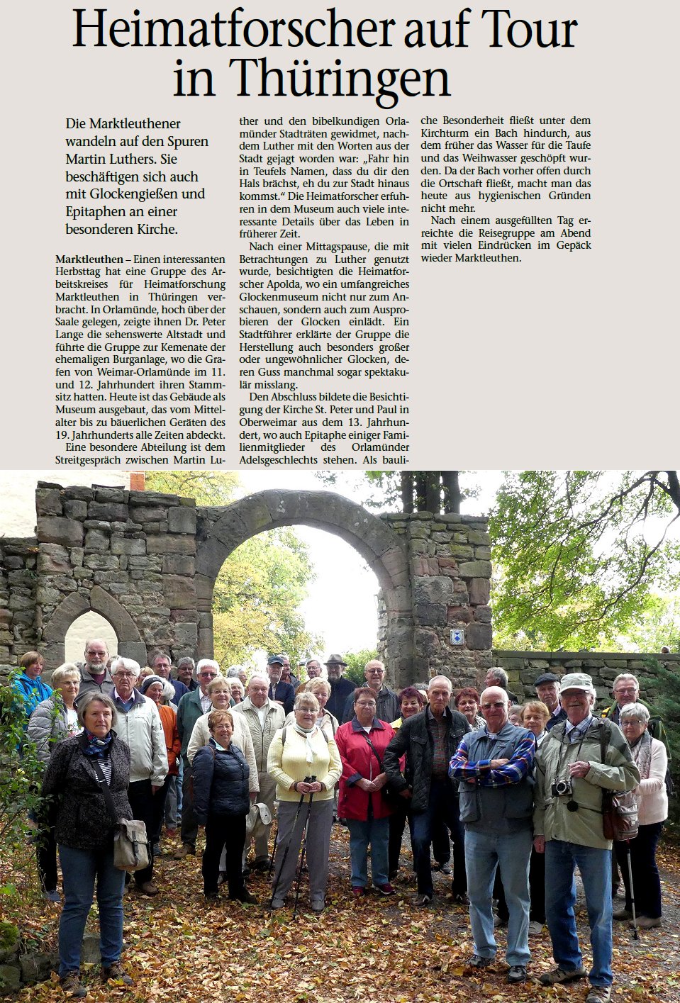 Busexkursion nach Orlamnde, Apolda und Oberweimar