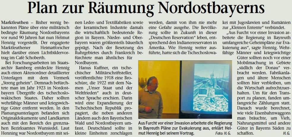 Plan zur Rumung Nordostbayerns