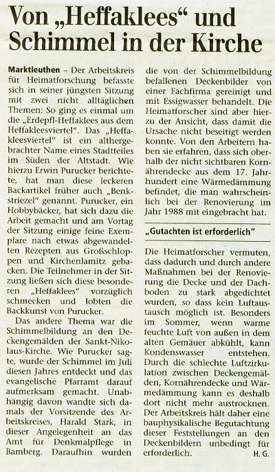 Von "Heffaklees" und Schimmel in der Kirche