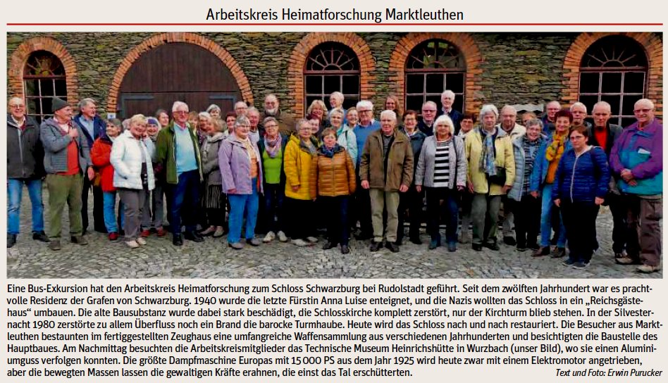 Busexkursion nach Schwarzburg bei Rudolstadt und zum Technischen Museum Heinrichshtte in Wurzbach